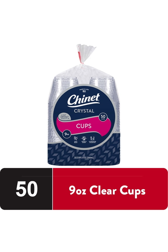 Crystal® Premium Disposable Plastic Cups, Clear, 9 oz, 50 Count