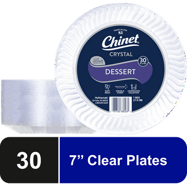 Chinet Crystal® Premium Plastic Dessert Plates, Clear, 7”, 30 Count