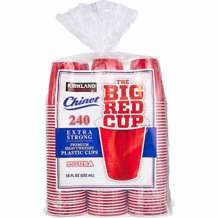 Kirkland Signature, Chinet Plastic Cold Cup, Red, 18 oz, 240 Count