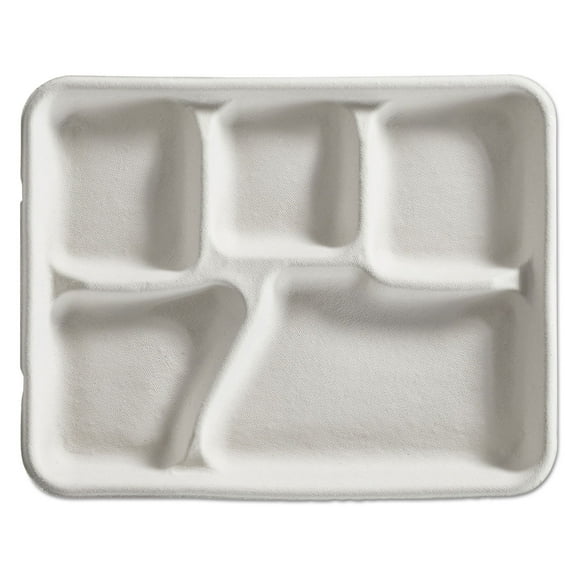Savaday 5 in. x 7 in. Paper Molded Fiber Food Tray - Beige (1000/Carton)