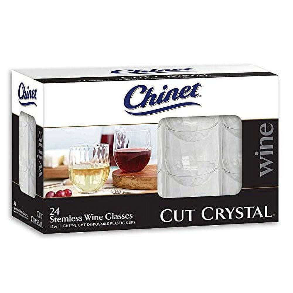 Stemless Plastic Wine Glasses, 24 Count