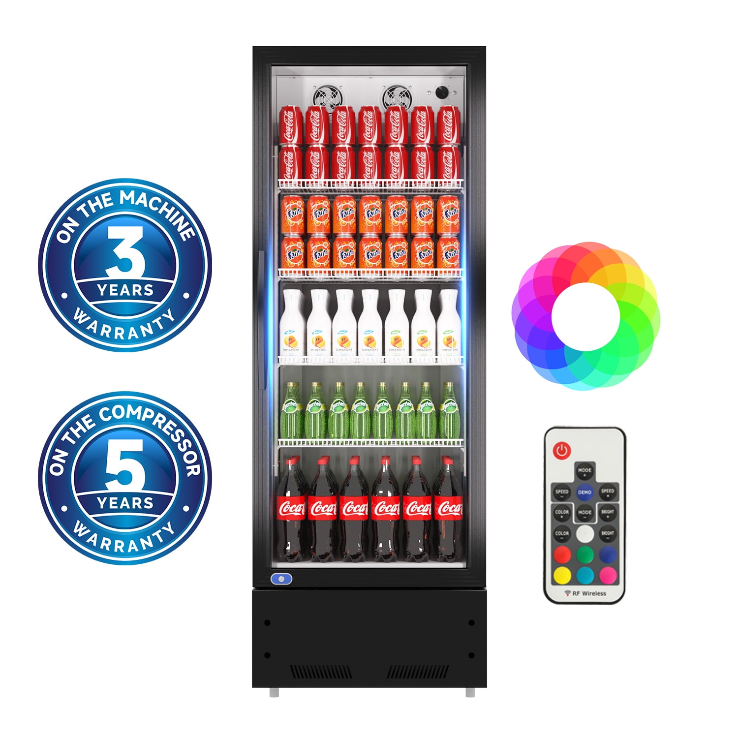 Chingoo 24'' Commercial Drink Refrigerator, 3546℉, 16.5 Cu.Ft Glass Door Upright Display