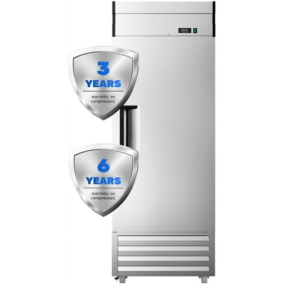 CHINGOO 27in Commercial Refrigerator Single Door, 23 Cubic Feet Stainless Steel Upright Refrigerator with Lock for Restaurant
