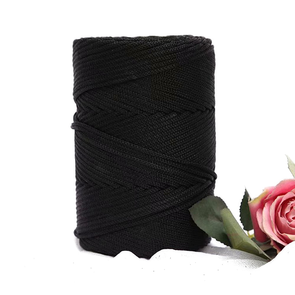 Chinlon Cloth Yarn For Hand Knitting Thick Thread Crochet Cloth Yarn Black 4~5mm DIY