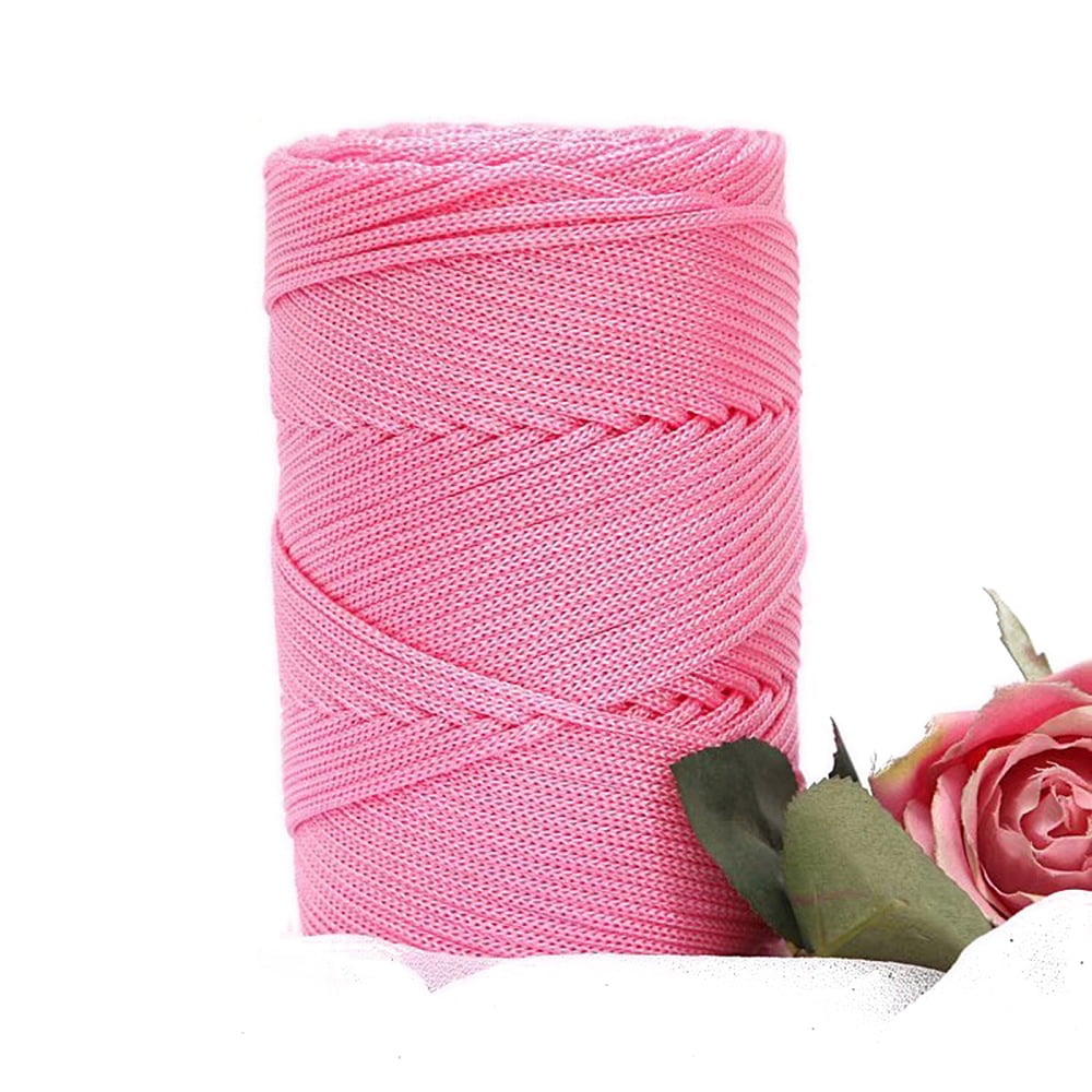 Chinlon Cloth Yarn For Hand Knitting Thick Thread Crochet Cloth Yarn Hot Pink 4~5mm DIY
