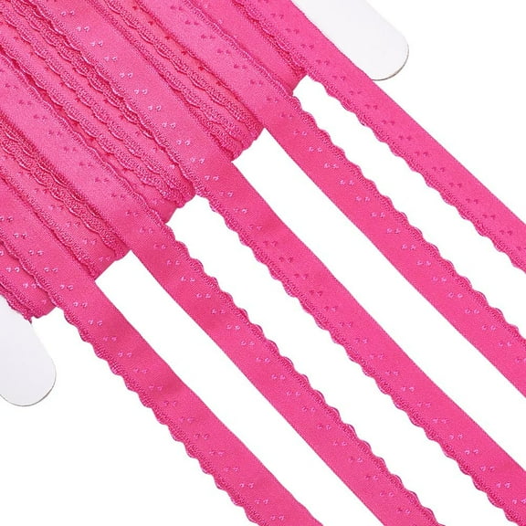 Chinlon Wavy Edge Elastic Band Flat Garment Accessories Fuchsia 10x1mm