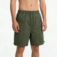 thumbnail image 1 of Chino Cargo Shorts Men Slim Fitting Man Drawstring Outdoor Hiking Shorts Solid-Color Loose Sporty Running Training Shorts with Pockets Green L, 1 of 9