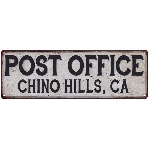 Chino Hills, Ca Post Office Metal Sign Vintage 8x24 108240011421