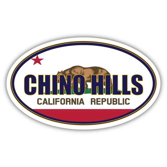 Chino Hills City California State Flag | CA Flag San Bernardino County Oval State Colors Bumper Sticker Car Decal 3x5 inches
