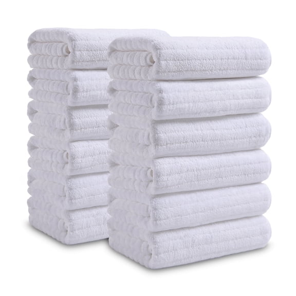 Covina Home 12 Pack White Hand Towel Set, Oversized Ultra Soft Microfiber Bathroom Bath Hand Towel Set Adult Luxury Lightweight Cozy Collection