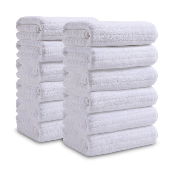 Covina Home 12 Pack White Hand Towel Set, Oversized Ultra Soft Microfiber Bathroom Bath Hand Towel Set Adult Luxury Lightweight Cozy Collection