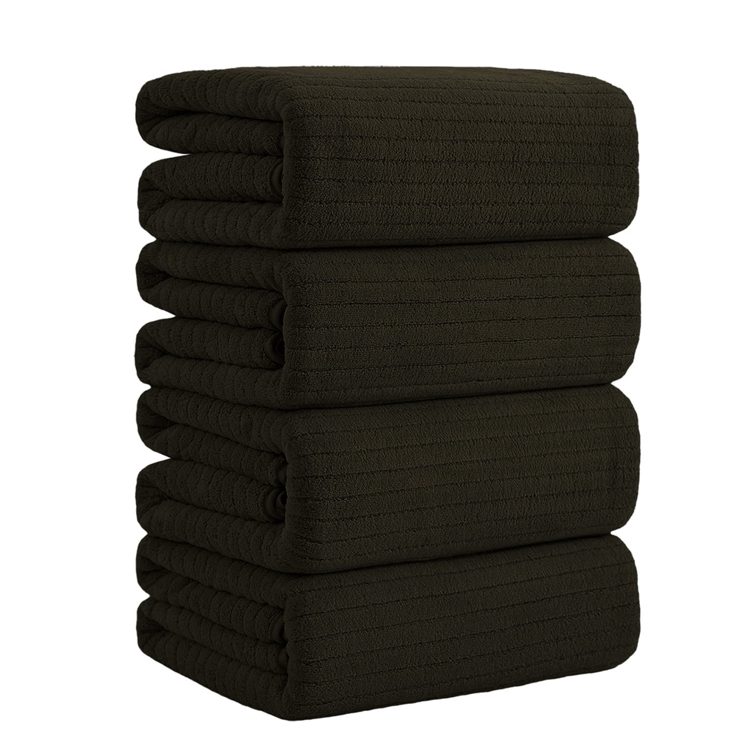 COVINA 4-Pack Bath Towel Set Black Brown Microfiber Bathroom Towel Set Ultra Soft Plush Oversized Towels Adult Luxury Bath Sheet