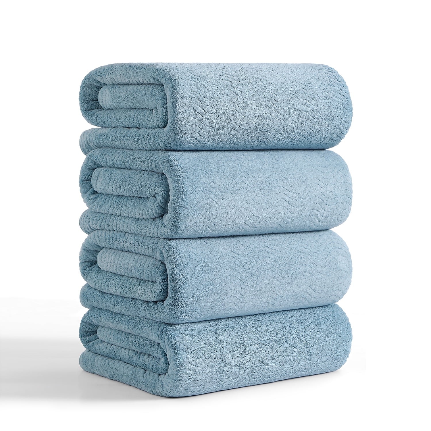 Covina Home 4-Pack Bath Towel Set Green Pine Microfiber Bathroom Towel Set Ultra Soft Plush Oversized Towels Adult Luxury Bath Sheet