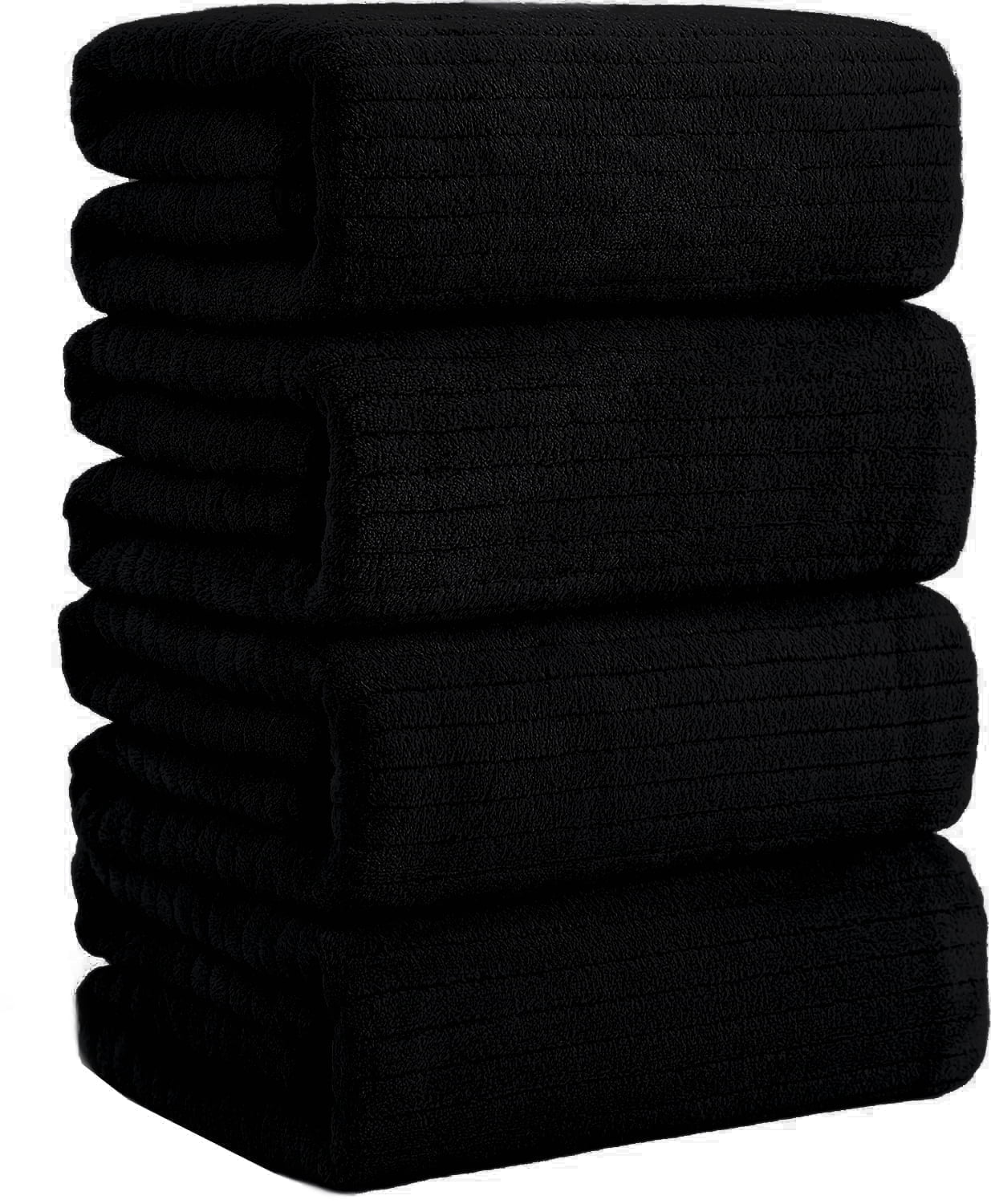 Covina Home 4 Pack Black Bath Towel Set Microfiber Bathroom Towel Set Ultra Soft Plush Oversized Towels Adult Luxury Bath Sheet