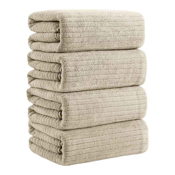 Covina Home 4 Pack Camel Bath Towel Set Microfiber Bathroom Towel Set Ultra Soft Plush Oversized Towels Adult Luxury Bath Sheet