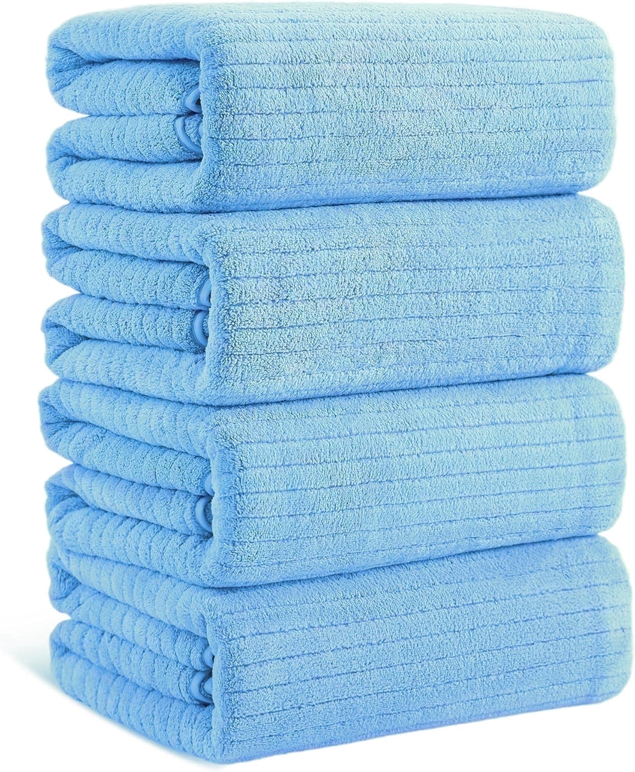 Covina Home 4 Pack Light Blue Bath Towel Set Microfiber Bathroom Towel Set Ultra Soft Plush Oversized Towels Adult Luxury Bath Sheet