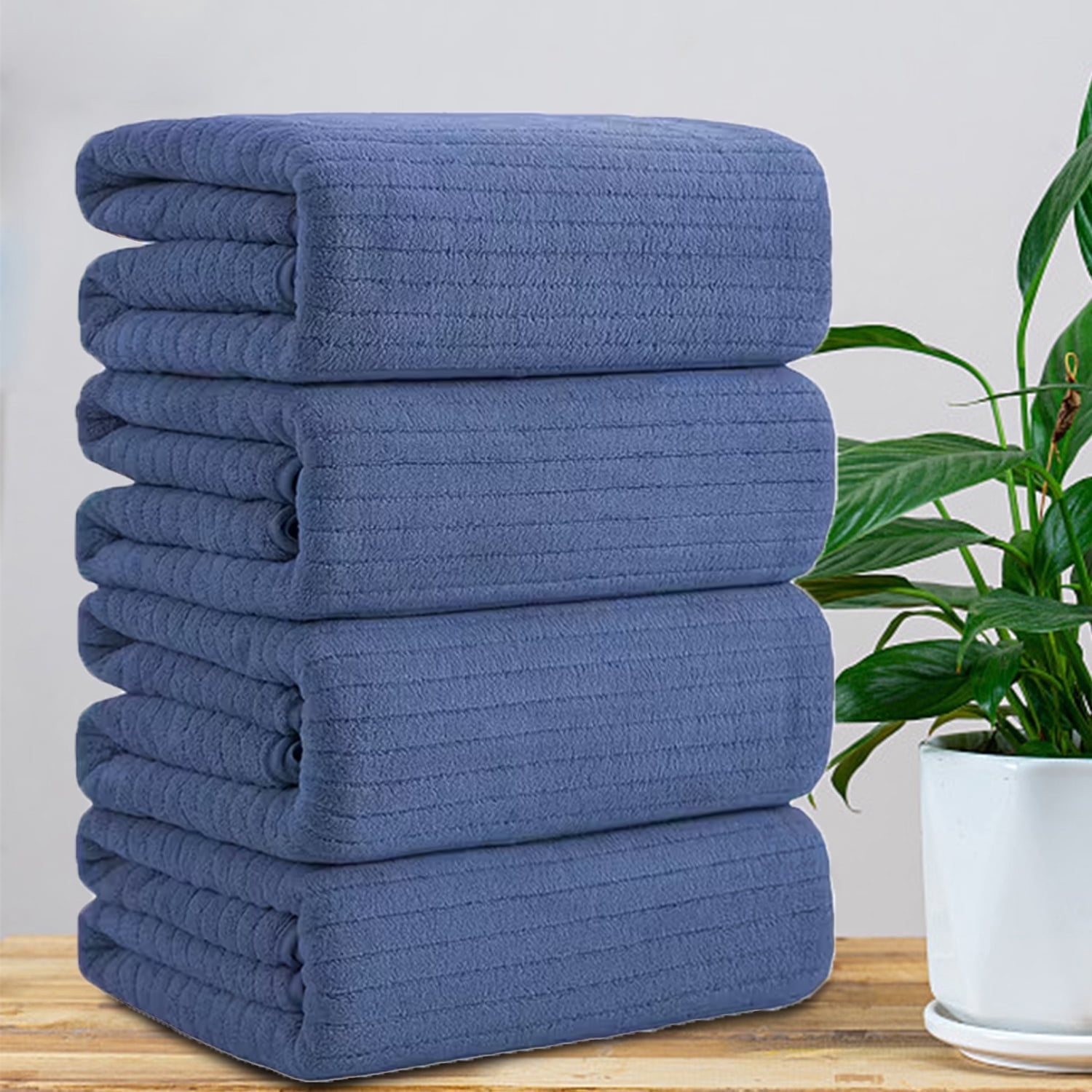 Covina Home 4-Pack Bath Towel Set Purple Orchid Microfiber Bathroom Towel Set Ultra Soft Plush Oversized Towels Adult Luxury Bath Sheet