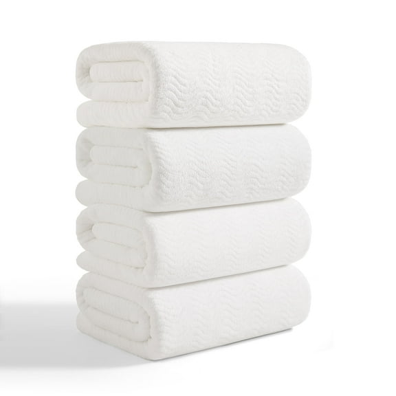 Covina Home 4-Pack Bath Towel Set White Microfiber Bathroom Towel Set Ultra Soft Plush Oversized Towels Adult Luxury Bath Sheet
