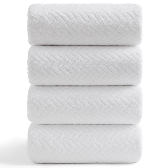 Covina Home 4-Pack White Bath Towel Set, Oversized Ultra Soft Microfiber Bathroom Towel Set Adult Luxury Lightweight Cozy Collection