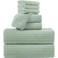 thumbnail image 1 of Covina Home 8 Piece Light Green Bath Towel Set Microfiber Bathroom Towel Set Ultra Soft Plush Oversized Towels Adult Luxury Bath Sheet, 1 of 10