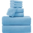 thumbnail image 1 of Covina Home 8 Piece Light Blue Bath Towel Set Microfiber Bathroom Towel Set Ultra Soft Plush Oversized Towels Adult Luxury Bath Sheet, 1 of 9