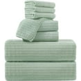thumbnail image 1 of Covina Home 8 Piece Light Green Bath Towel Set Microfiber Bathroom Towel Set Ultra Soft Plush Oversized Towels Adult Luxury Bath Sheet, 1 of 10