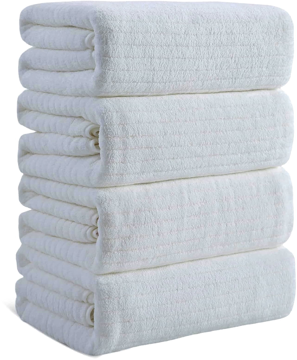 Covina Home 4 Pack White Bath Towel Set Microfiber Bathroom Towel Set Ultra Soft Plush Oversized Towels Adult Luxury Bath Sheet
