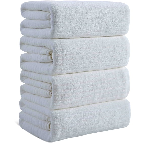 Covina Home 4 Pack White Bath Towel Set Microfiber Bathroom Towel Set Ultra Soft Plush Oversized Towels Adult Luxury Bath Sheet