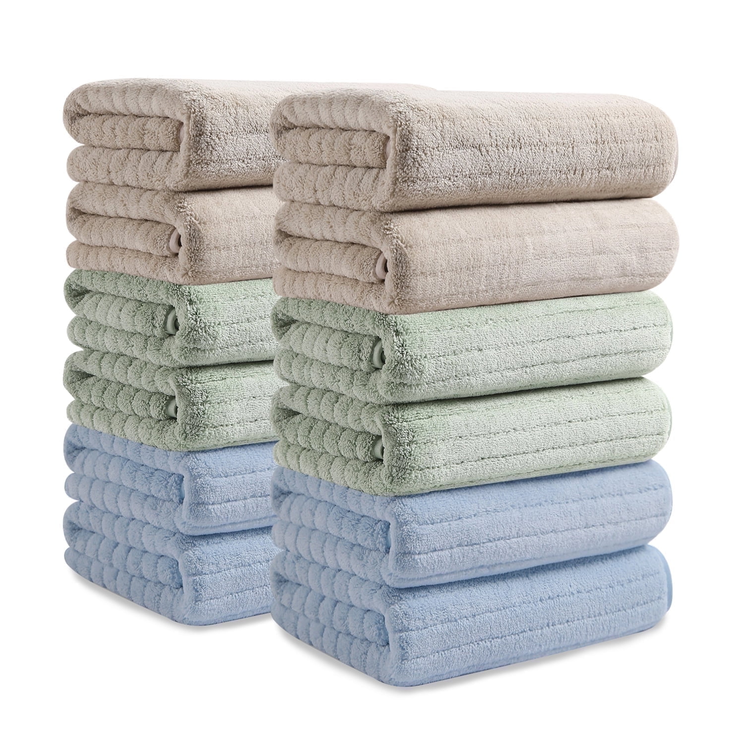 Covina Home 12 Pack Hand Towel Set, Oversized Ultra Soft Microfiber Bathroom Towel Set Adult Luxury Lightweight Cozy Collection