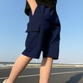 thumbnail image 1 of Chino Shorts Boys Kids Cargo Shorts Summer Trousers Plain Breathable with Elasticated Waist Navy 8-9 Years, 1 of 7