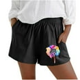 Chino Shorts For Women Knee Length Bandage Elastic Waist Solid Color