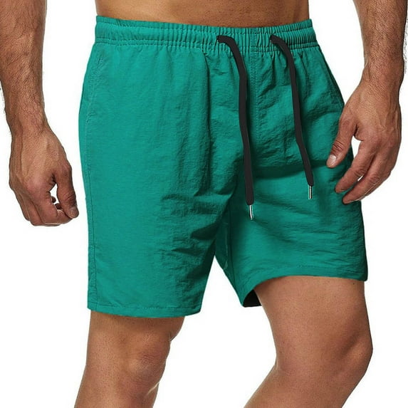 Chino Shorts Men Fashion Man Solid Drawstring Shorts Elastic Waist Loose Cotton Short Pants with Pockets Mint Green XXL