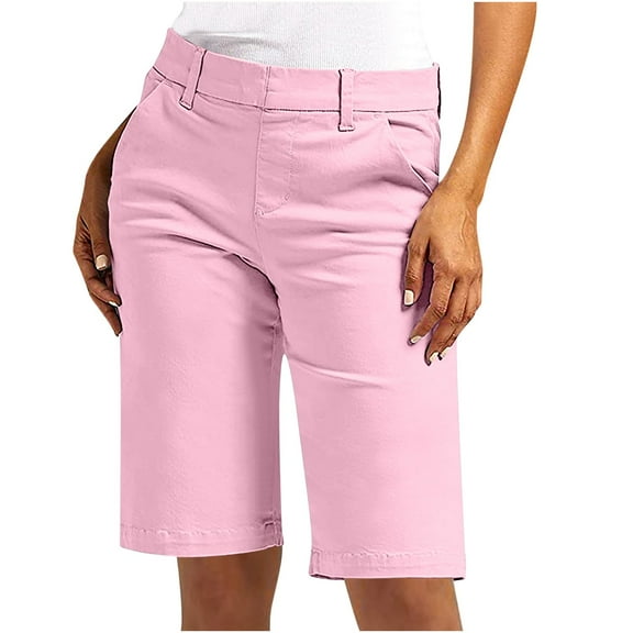 Chino Shorts for Women: Comfy, Casual, Slim Fit, Pink S-XXL