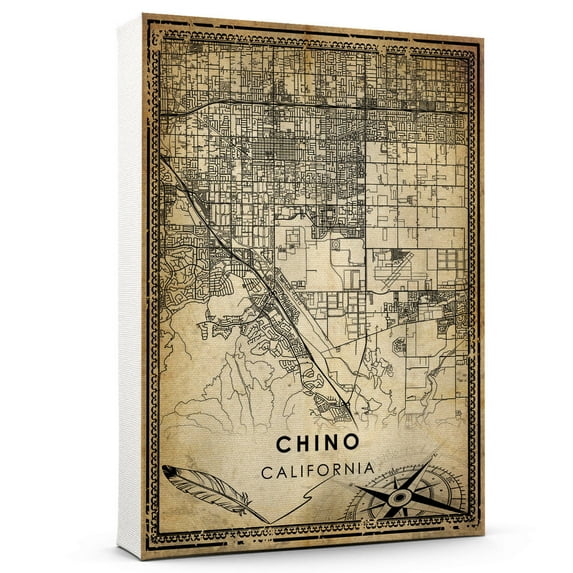 Chino Vintage Map Prints Canvas, Chino California Street map Chino Map City style vintage Canvas , Canvas Wall Art, Street Map Artwork Canvas