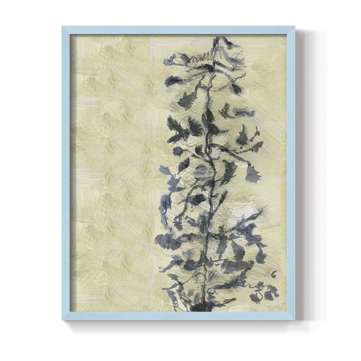 Chinoiserie 2 Tan I Framed Print in Blue Solid Wood Framed Print No Nail Hanging