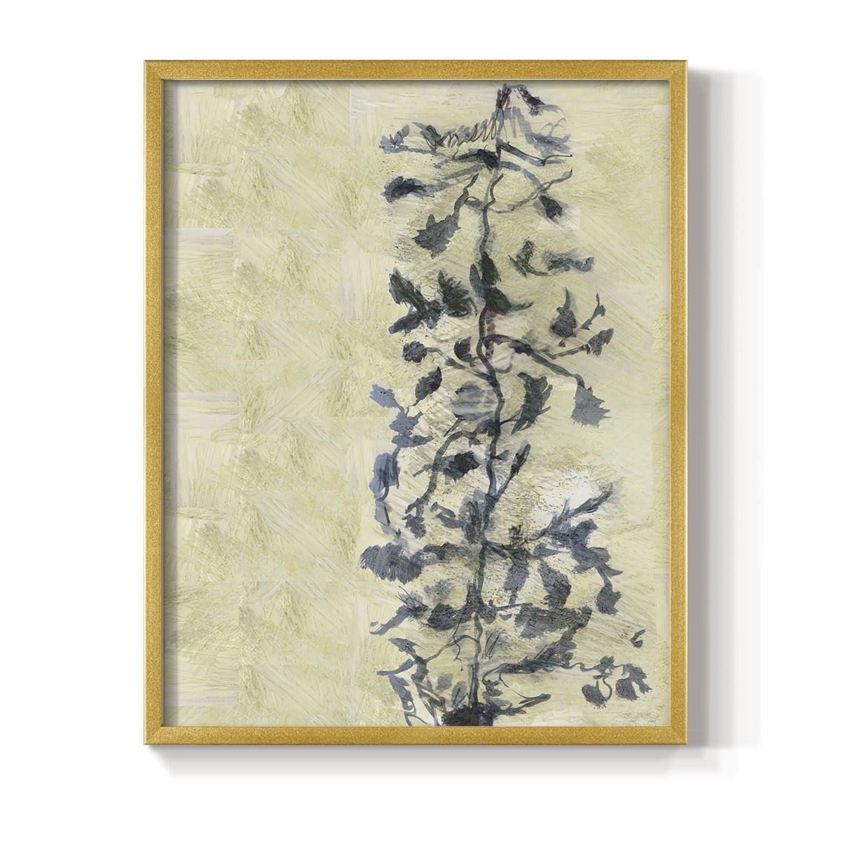 Chinoiserie 2 Tan I Framed Print in Gold Solid Wood Framed Print No Nail Hanging