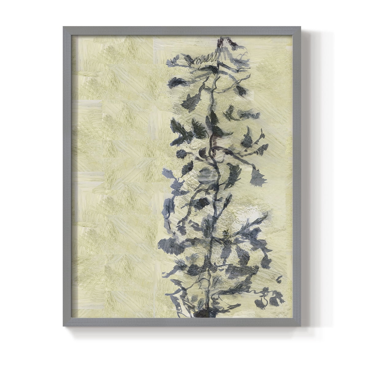 Chinoiserie 2 Tan I Framed Print in Gray Solid Wood Framed Print No Nail Hanging