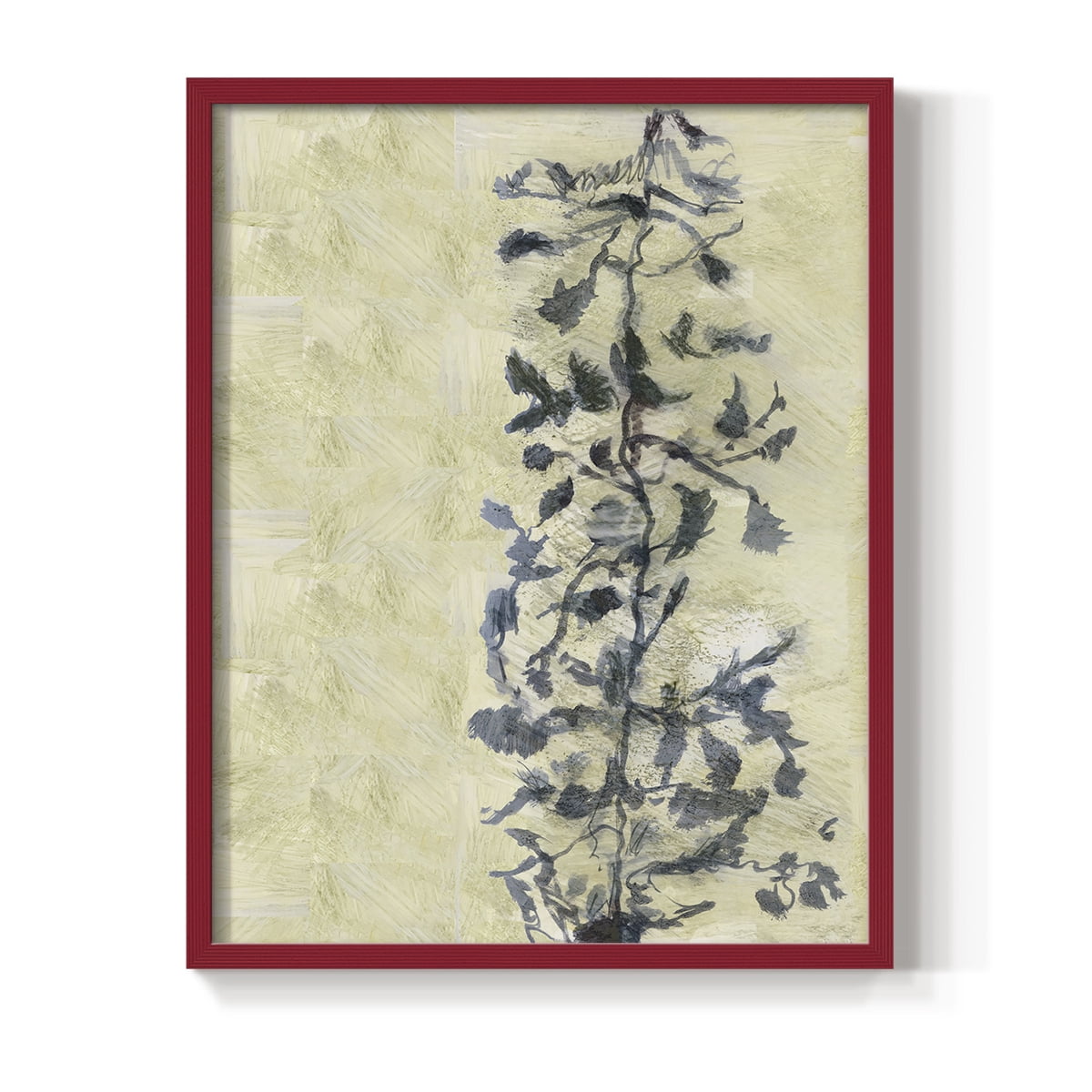 Chinoiserie 2 Tan I Framed Print in Red Solid Wood Framed Print No Nail Hanging
