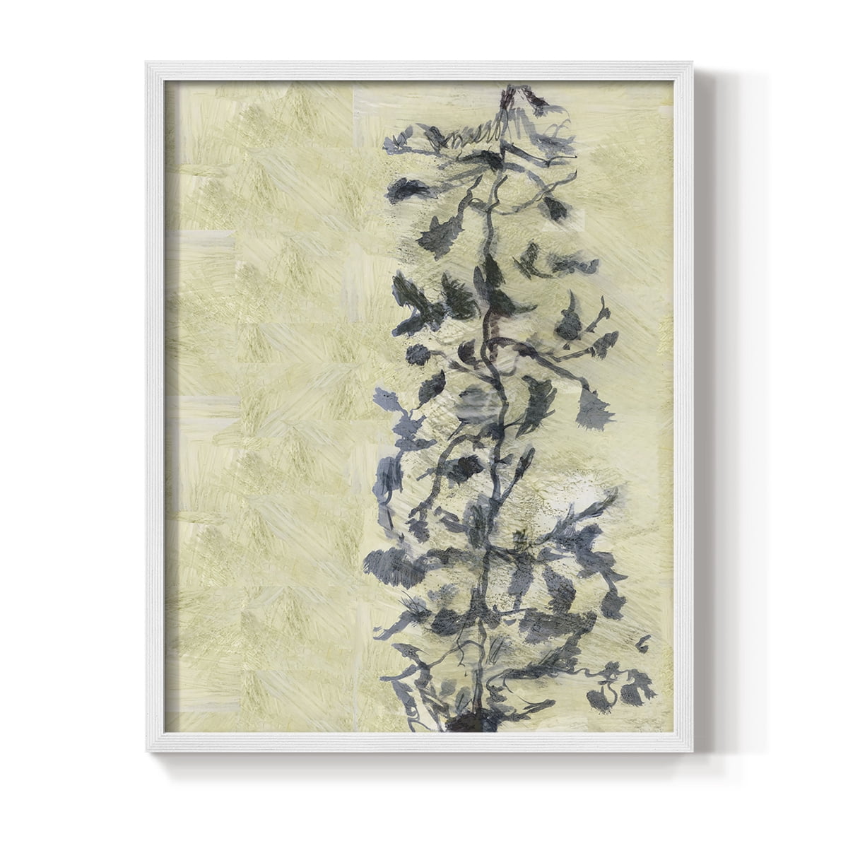 Chinoiserie 2 Tan I Framed Print in White Solid Wood Framed Print No Nail Hanging