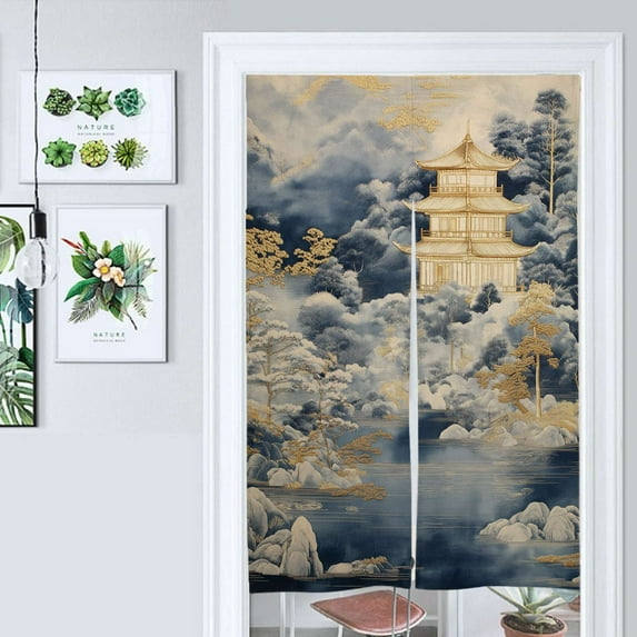 Chinoiserie Architecture Door Curtain Nordic Living Room DoorCurtain Porch Partition Curtain Kitchen Rative Half Curtain