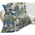 thumbnail image 1 of Chinoiserie Asian Scenic Blue Green Throw Blanket Soft Cozy Flannel Fleece Warm Microfiber Blankets for Couch Sofa Bed 40"x50", 1 of 8