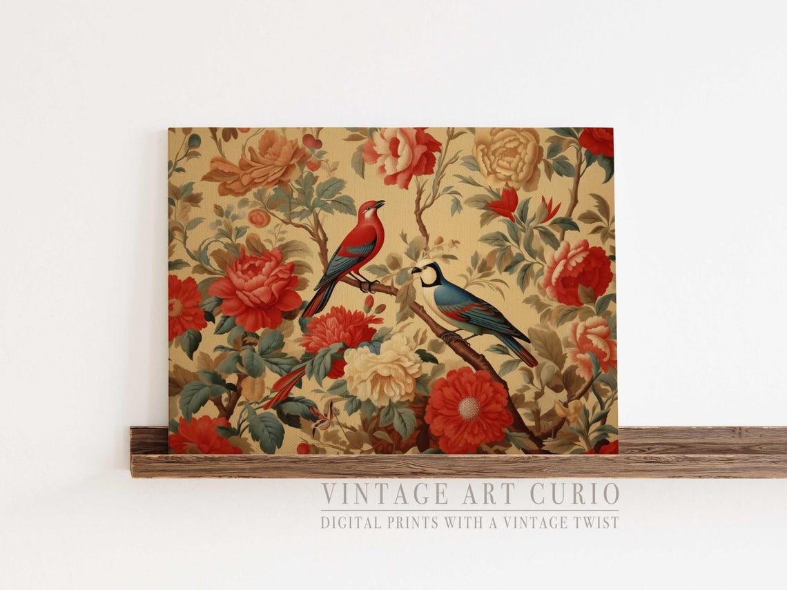 Chinoiserie Birds And Blossoms Art Print, Botanical Wall Decor Home ...