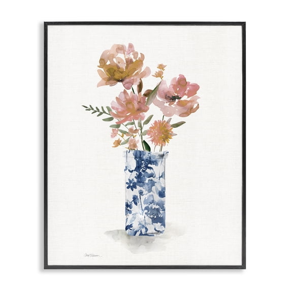 Stupell Industries Chinoiserie Blooms Pink Flowers Black Framed Giclee Art, design by Carol Robinson, 30 x 24