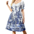 thumbnail image 1 of Chinoiserie Blue Landscape Scene Sleeveless Dress Dance dresses chic and elegant evening dress women's elegant loose dresses, 1 of 6