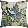 thumbnail image 1 of Chinoiserie Blue Trees House Bridge Throw Pillow Cover, 18 x 18 Inch Cushion Case Outdoor Decoration for Sofa Couch Farmhouse, 1 of 6