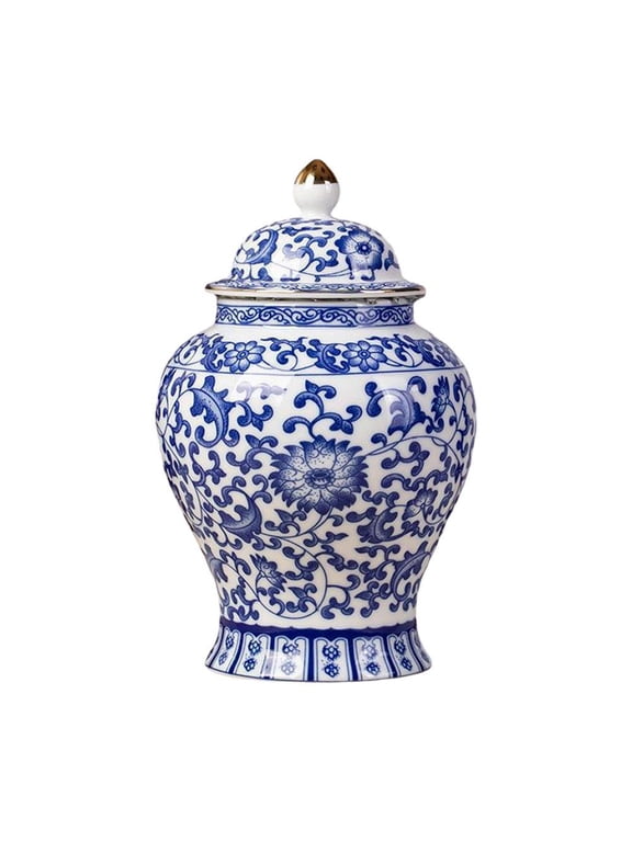 Chinoiserie Blue White Ginger Jars, Porcelain Jar Tea Storage, Ceramic Decorative Ginger Jar With Lid, Chinoiserie Decor Blue and White Vase, Porcelain Vases Decor for Living Room, Bedroom