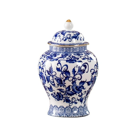 Chinoiserie Blue White Ginger Jars,Porcelain Jar Tea Storage, Ceramic Decorative Ginger Jars with Lid, NEW Chinoiserie Decor Blue and White Vase,Porcelain Vases Decor for Living Room, Bedroom