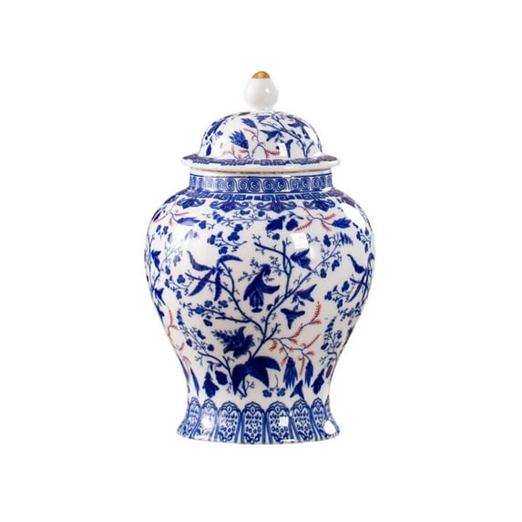Chinoiserie Blue White Ginger Jars,Porcelain Jar Tea Storage, Ceramic Decorative Ginger Jars with Lid, NEW Chinoiserie Decor Blue and White Vase,Porcelain Vases Decor for Living Room, Bedroom