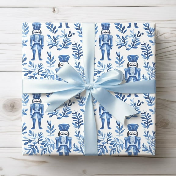 Chinoiserie Christmas Wrapping Paper, Nutcracker Toile Wrapping Paper, Christmas Blue Toile Wrapping Paper, Christmas Wrapping Paper Toile  5 Pack for Choose
