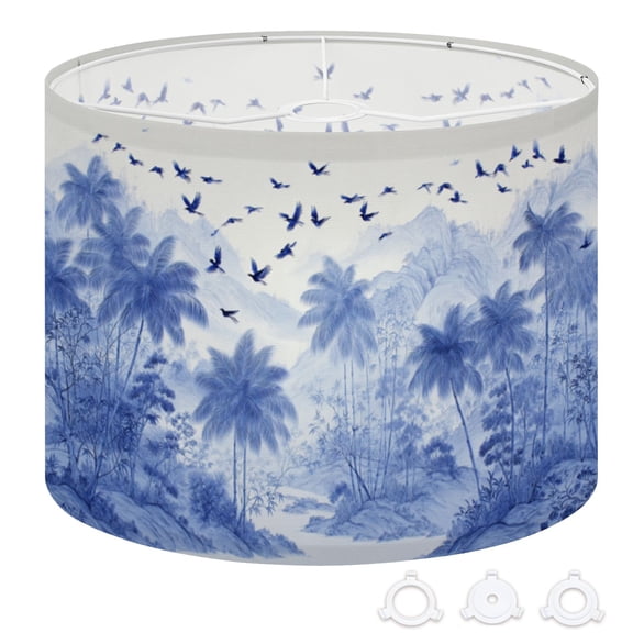 Chinoiserie Drum Lampshades 13"x13"x10" Serene Chinese Ink Mural Magpies Peonies Bamboo Light Shade for Table Lamps Floor Lamp Shades Replacement Assembly Required